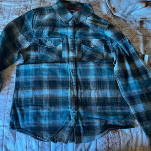Men's Blue Plaid Button-Down Shirt